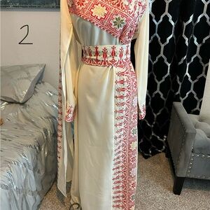 Elegant Embroidered Cream and Red Dress thob hena